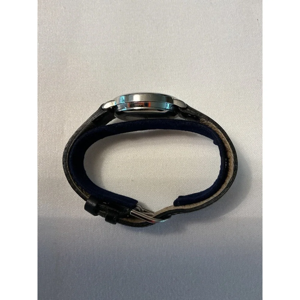 Bradford Exchange Betty Boop Watch Silver Tone Black Leather Strap FSC-83294-1